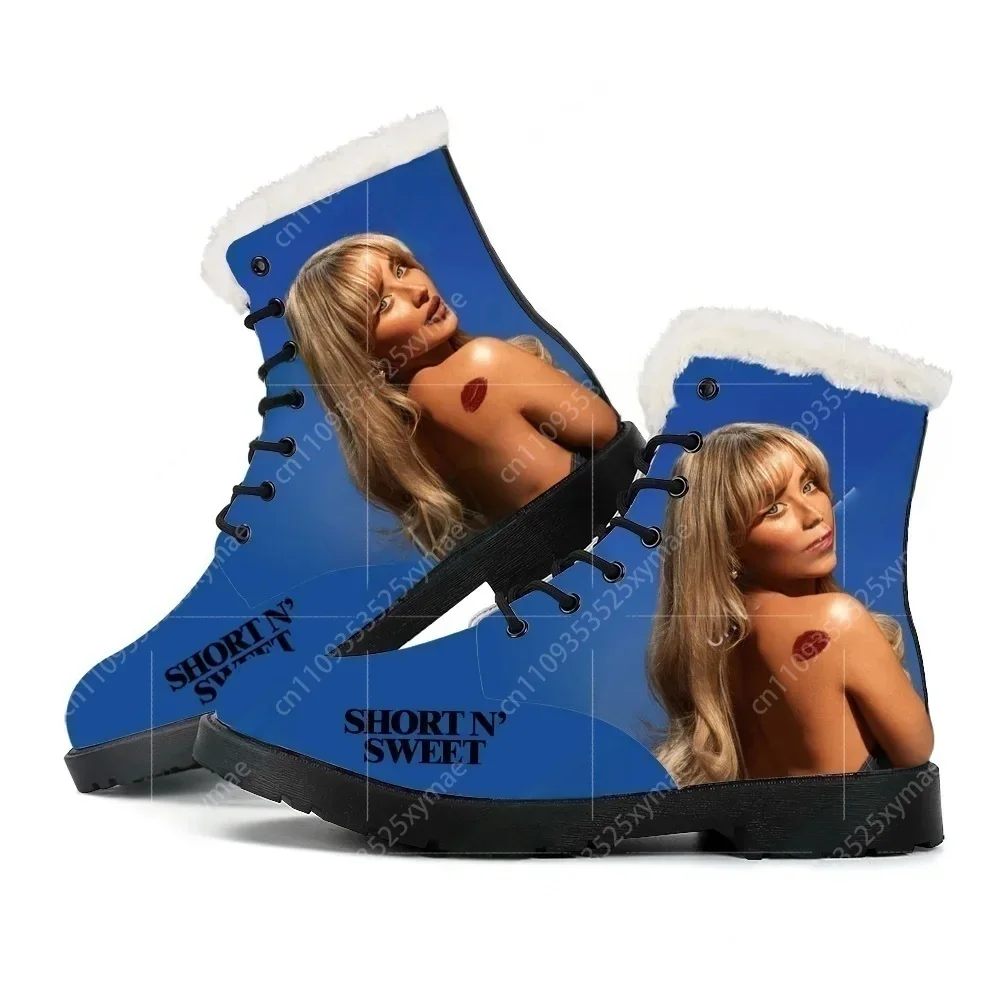 Sabrina Carpenter American Singer Plush Boots Mens Womens Teenager Shoes Casual Boot Light Warm High Quality Customize Shoe