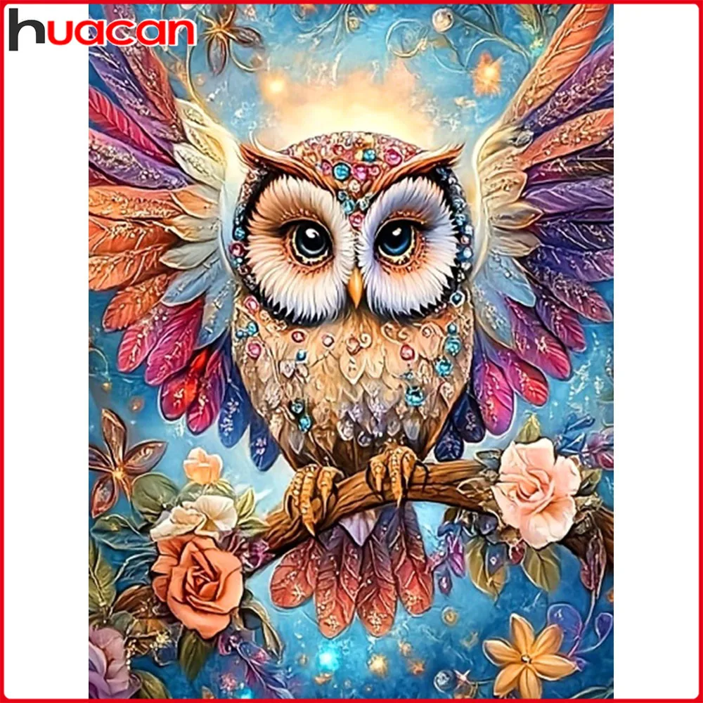 Huacan Vollquadratische und Runde 5D DIY Diamantmalerei Eule Rose Diamantstickerei Tier Blume Neu 2026 Wanddekoration