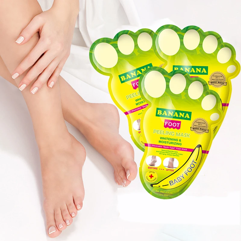 3 Pairs Banana Exfoliating Foot Mask Pedicure Socks Exfoliation For Foot Peeling Mask Remove Dead Skin Heels Peel Foot Skin Care