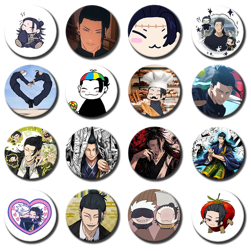 58mm 1PC Funny Anime Characters Geto Suguru Tinplate Brooch Figure Icon Badge Handmade Brooches for Backpack Clothes Decoration