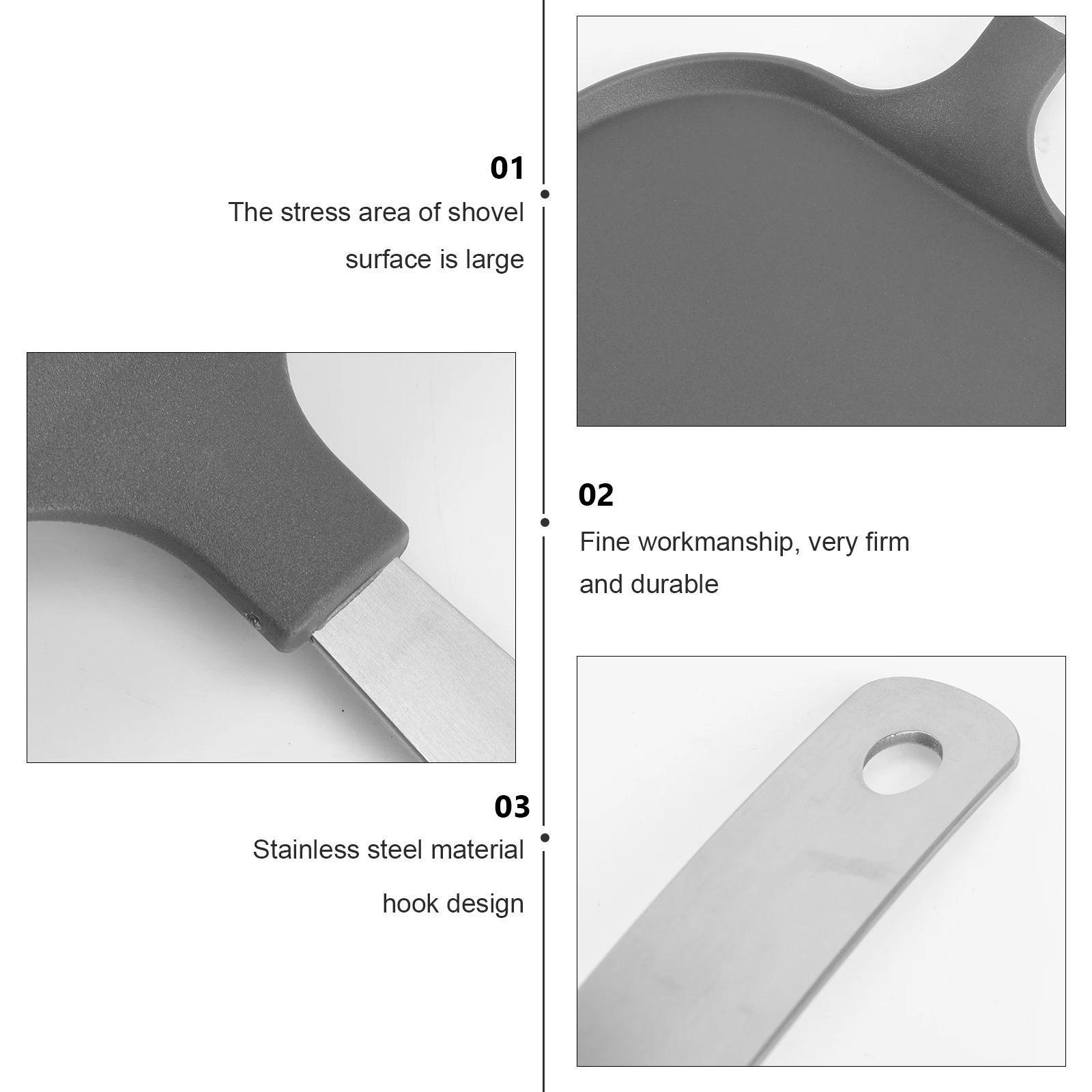 

Practical Baking Shovel Stainless Steel for Pizza Cakes Pies Black Easy Clean Hanging Hole Storage Bread Shovel