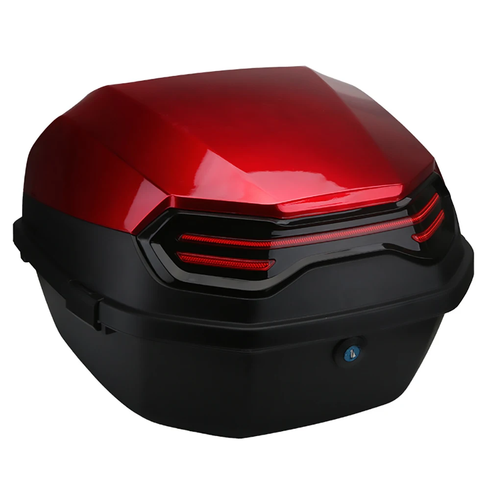 Motorrad-Kofferraum, universelle Montage, Moto-Top-Koffer, Heckbox, Träger, abschließbare Top-Gepäckaufbewahrungsbox für Elektromobil-Motorräder – Detail 9