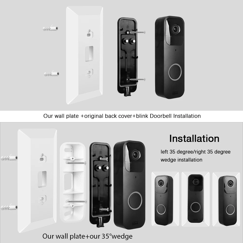 Wall Plate for Blink Video Doorbell,Stylish Doorbell Panel 35 Degrees Left or Right Adjustment Angle Bracket