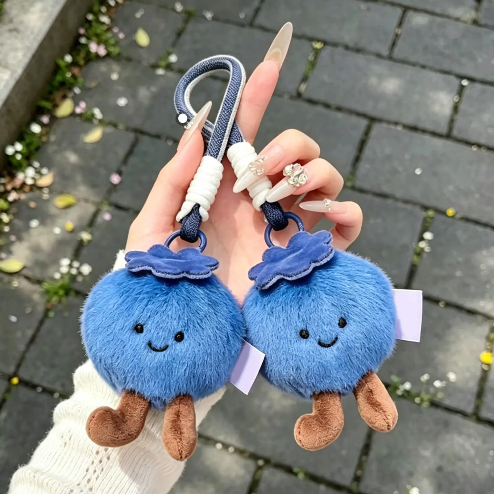 Adorable Plush Blueberry Shape Bag Charm Keychain for Purse for Women Men Kids Boys Girls Teens Adults Wife Girlfriend Traveling