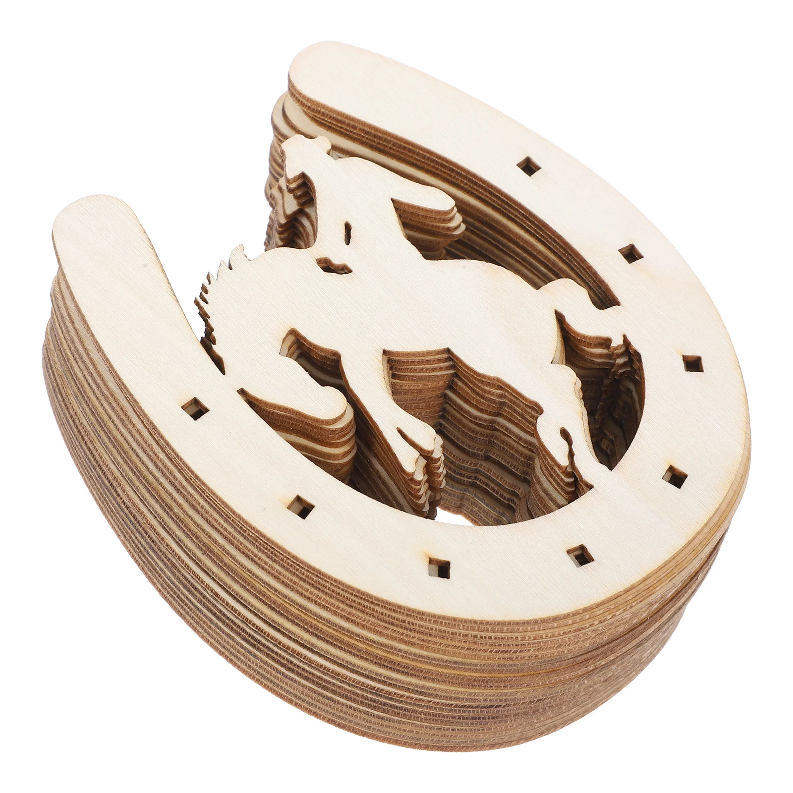 

20pcs Wooden Horseshoe Cutouts U-Shaped Unfinished Wood Slices For Diy Home Decor Craft Projects Western Wall Art Country Room