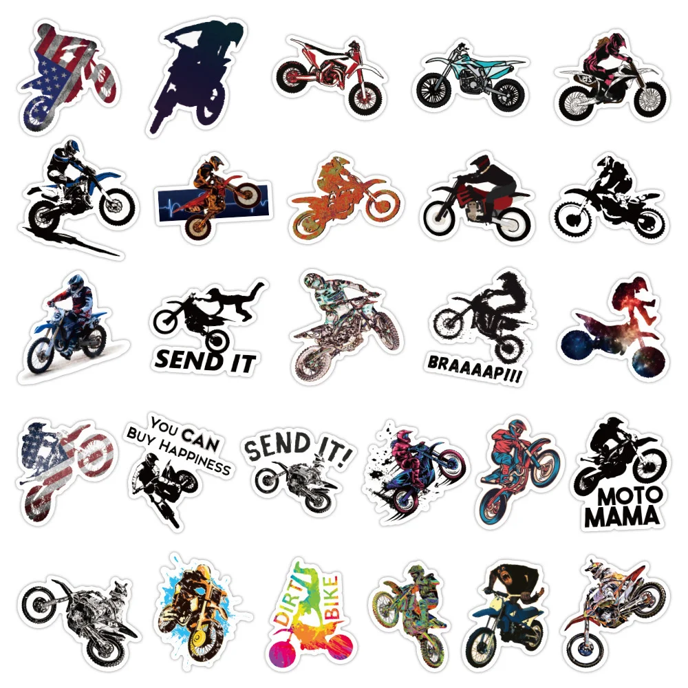 10/30/50PCS Cartoon Motocross Creative Graffiti Sticker Bike Skateboard Car Helmet Notebook Computer Wholesale