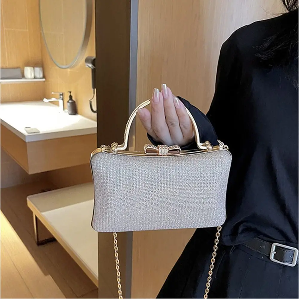 

Portable Glitter Evening Banquet Bag Wrist Bag Rhinestone Box Handbag Shoulder Bag Large Capacity Ladies Clutch Bag Women