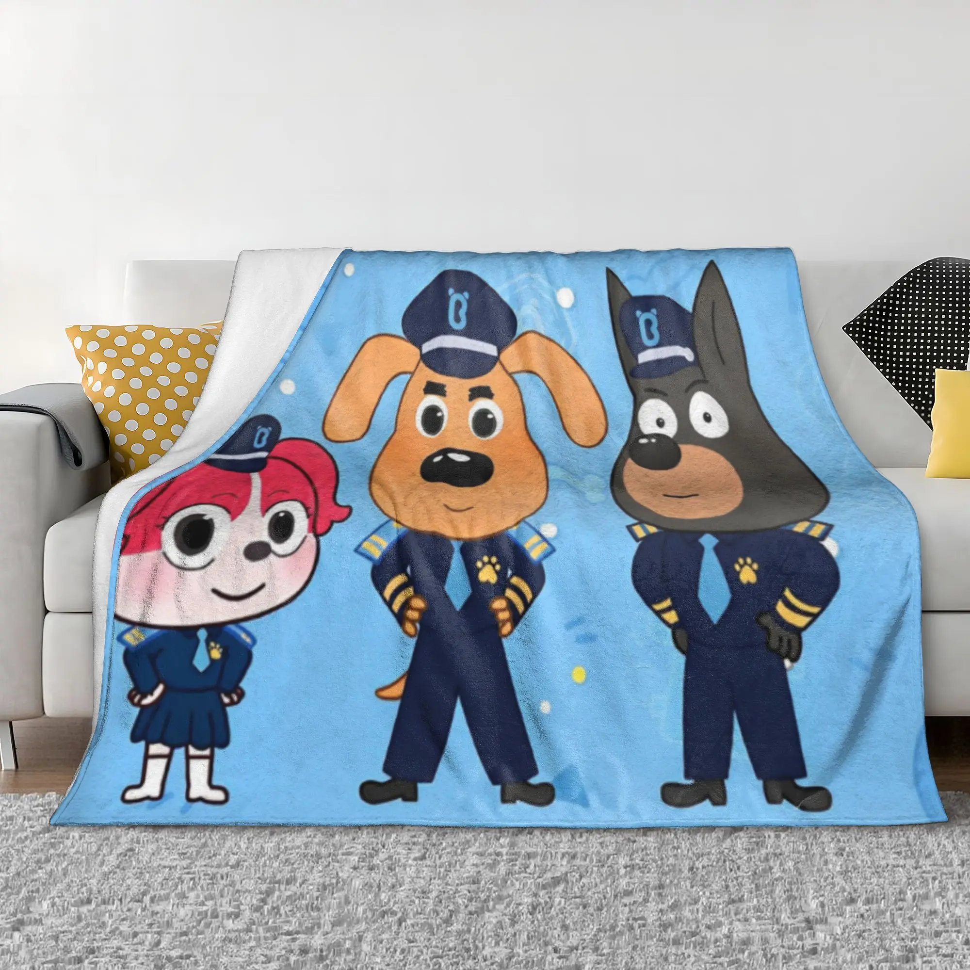 Sheriff Labrador Police Cartoon Blanket Flannel Children TV Series Warm Throw Blankets for Outdoor Travel Bedspreads Thin Quilt