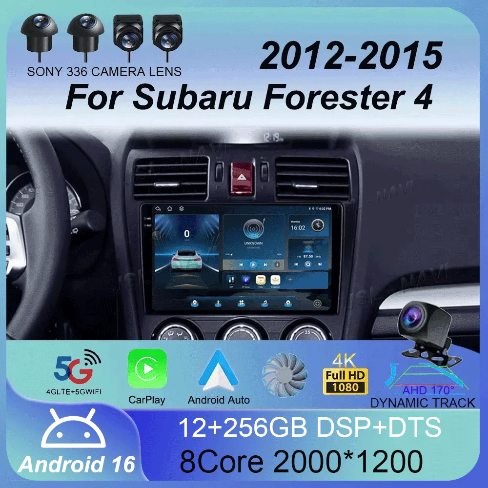 

Android 16 Car Stereo Radio For Subaru Forester 4 SJ XV 2012-2015 4G Multimedia Video Player Navigation GPS Carplay 360 Camera