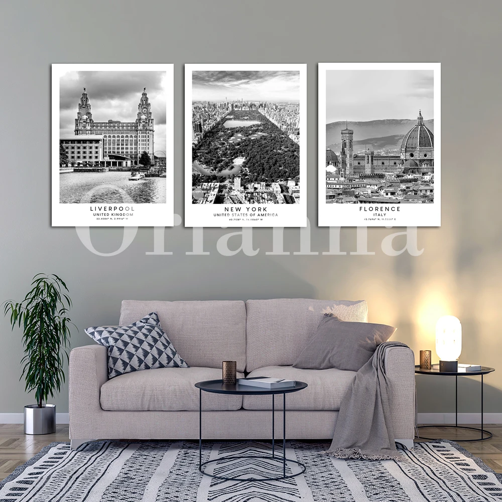 Florence Tokyo New York Glasgow Liverpool Ha Long Bay Salzburg Barcelona Rome Travel Print Black And White City Art Poster Gift