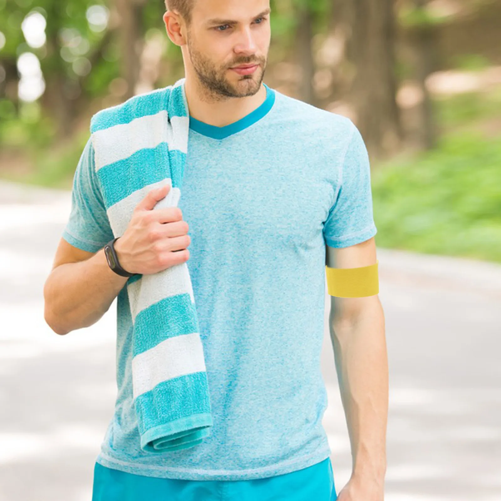 

Reflective Armband Bands Adjustable Captain Training Yellow Arm Band Sports Supply Basketball Soccer Football Team Leader