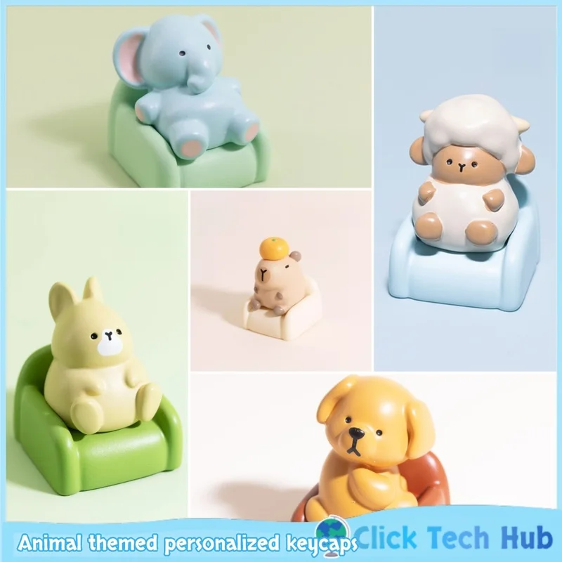 

Персонализированные колпачки для клавиш на тему животных, маленький слон, кролик, щенок, ягненок, милые колпачки для клавиш, индивидуальные механические колпачки для клавиш, подарок