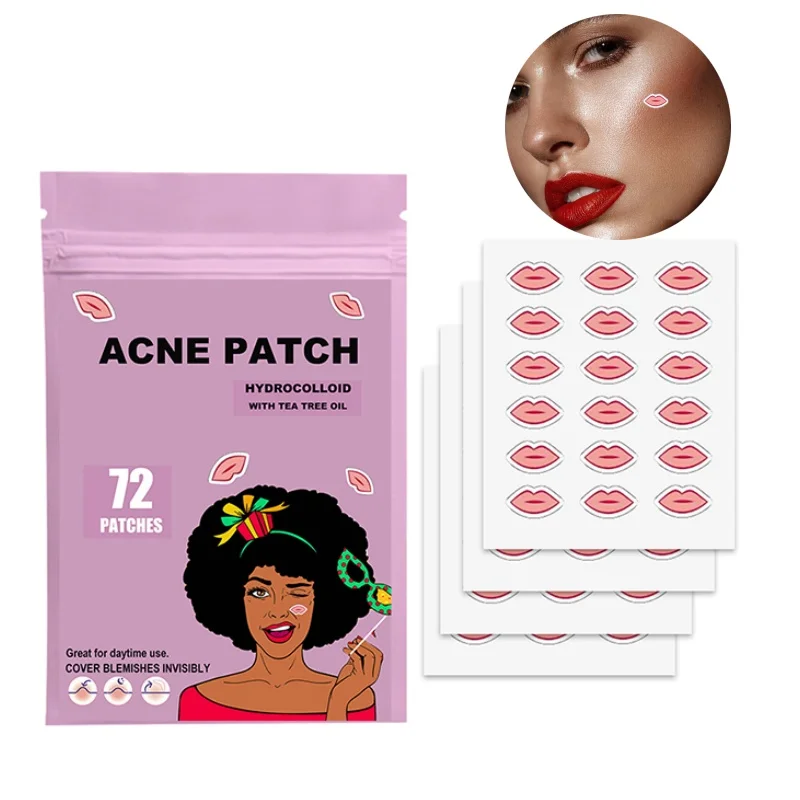 72pcs Lip Print Pimple Patch Acne Colorful Invisible Acne Removal Skin Care Stickers Concealer Face Spot Beauty Makeup Tool