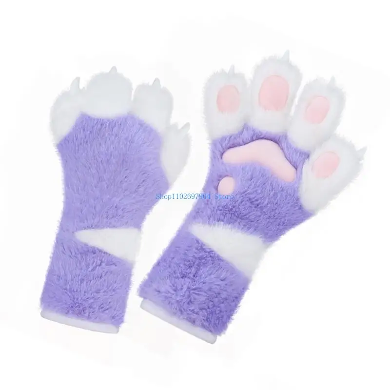 N7YF Foxes Wolf Claw Glove Pluszowe futrzane koty Rękawiczki z pazurami Fursuit Animal Paws Mittens