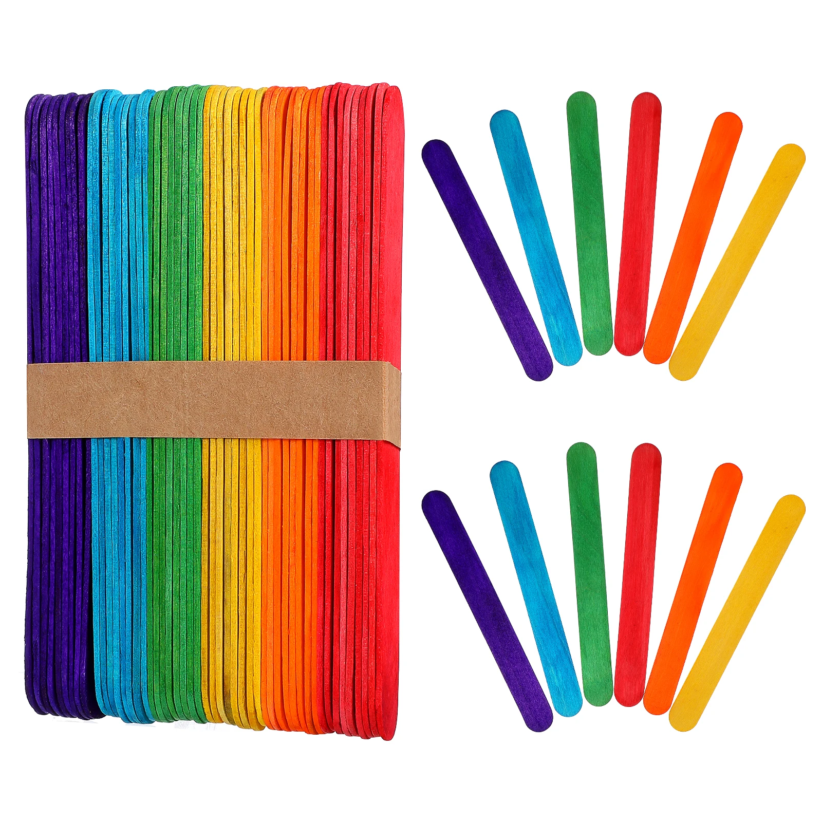 

200pcs Colorful Ice Cream Sticks Colored Popsicle Craft Wood Diy Bulk Kids Classroom Party Camp Projects Decoration