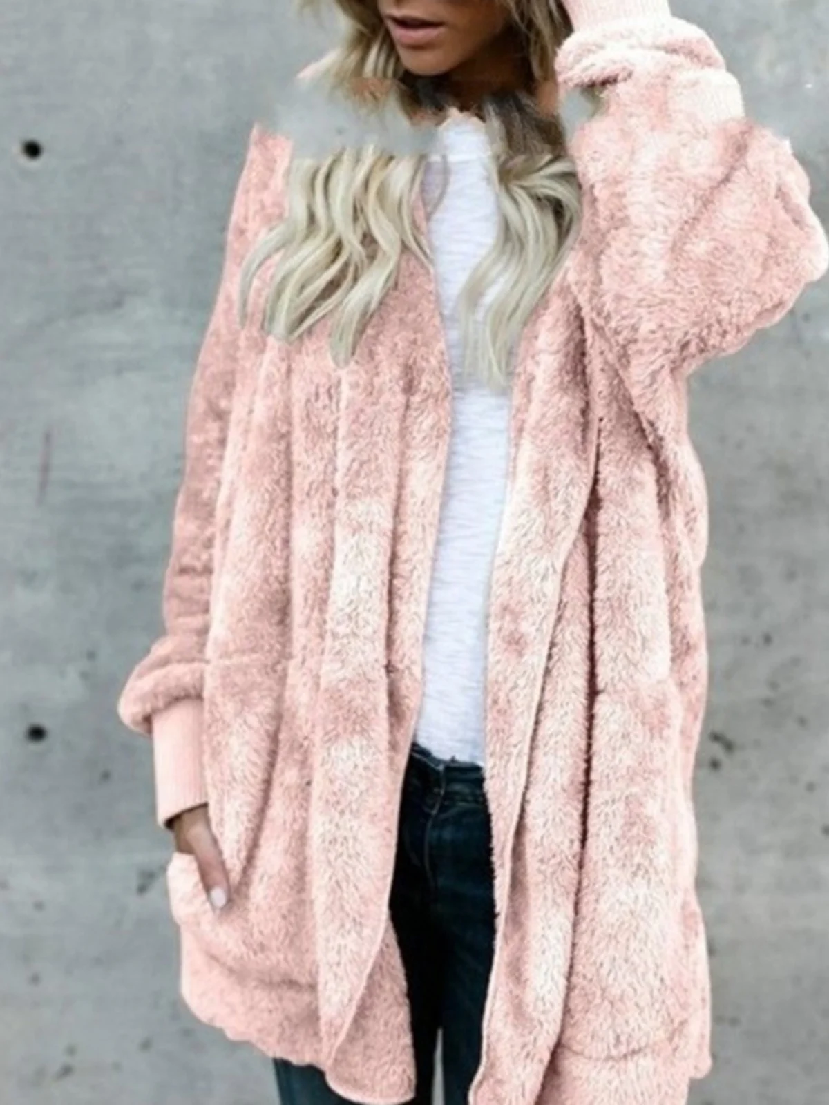 

Двусторонняя одежда Fuzzy Thermal Coat Long Sve Теплая верхняя одежда Street Sle без манжет Женское пальто премиум-класса с декором