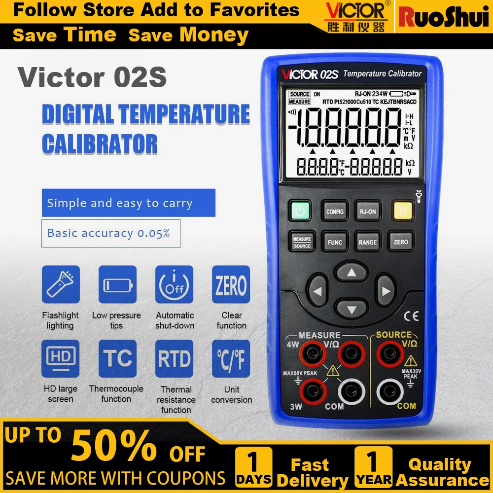 Victor 02S Temperature Calibrator Accuracy 0.05% DC Voltage Input Output Function Thermocouple Thermal Resistance Analog Meter