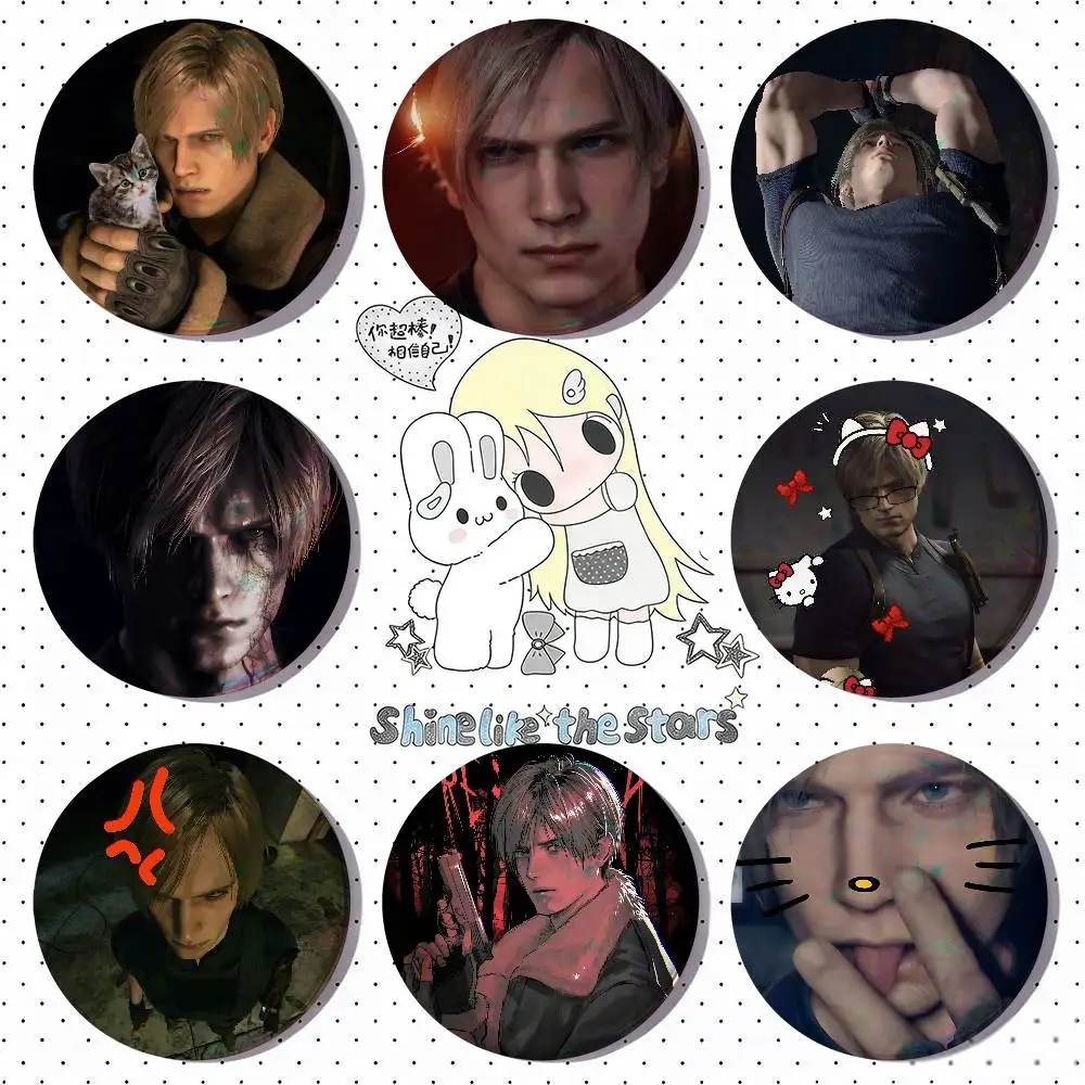 Leon Kennedy Badge Pins For Friend, Backpack, Clothing, Collectible Accessories, Jewelry Gift
