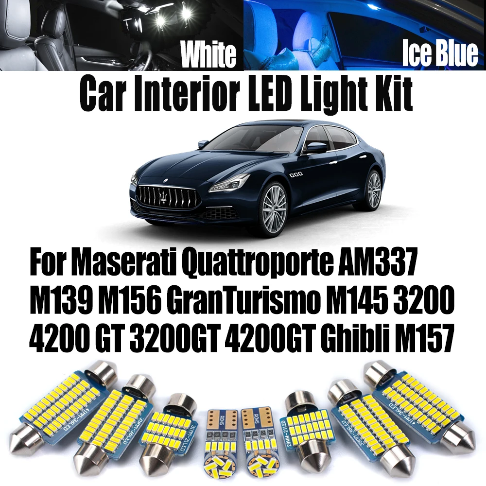 

Для Maserati Quattroporte AM337 M139 M156 GranTurismo M145 3200 4200 GT 3200GT 4200GT Ghibli M157 Комплект внутренних светодиодных фонарей для чтения