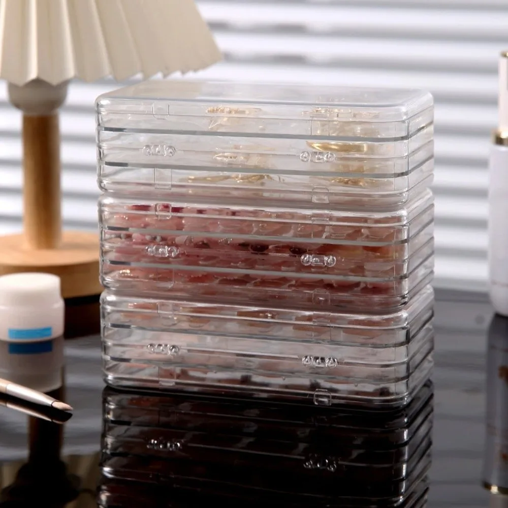 

Прозрачный 3-кратный ящик для хранения ногтей, складной компактный органайзер для искусственных ногтей, 3-слойный портативный