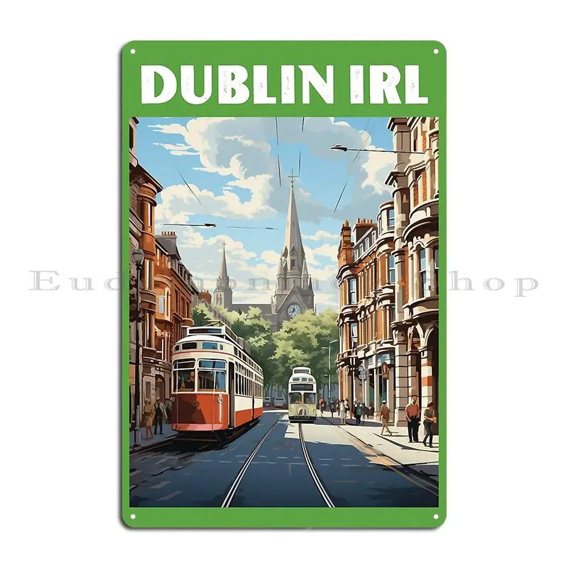 Dublin Travel Poster In The Style Of 50s Screen Print Travel Posters Metal Plaque Cinema Kitchen Party Custom Tin Sign Poster