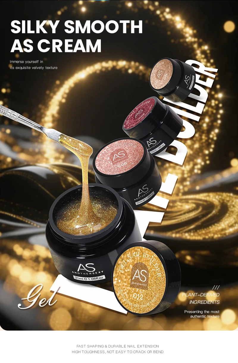 30g Silber Reflektierendes Aufbaugel für Nägel Funkelnder Glitzer Roter Nagelverlängerungslack Semi-Permanenter Gel-Lack – Detail 6