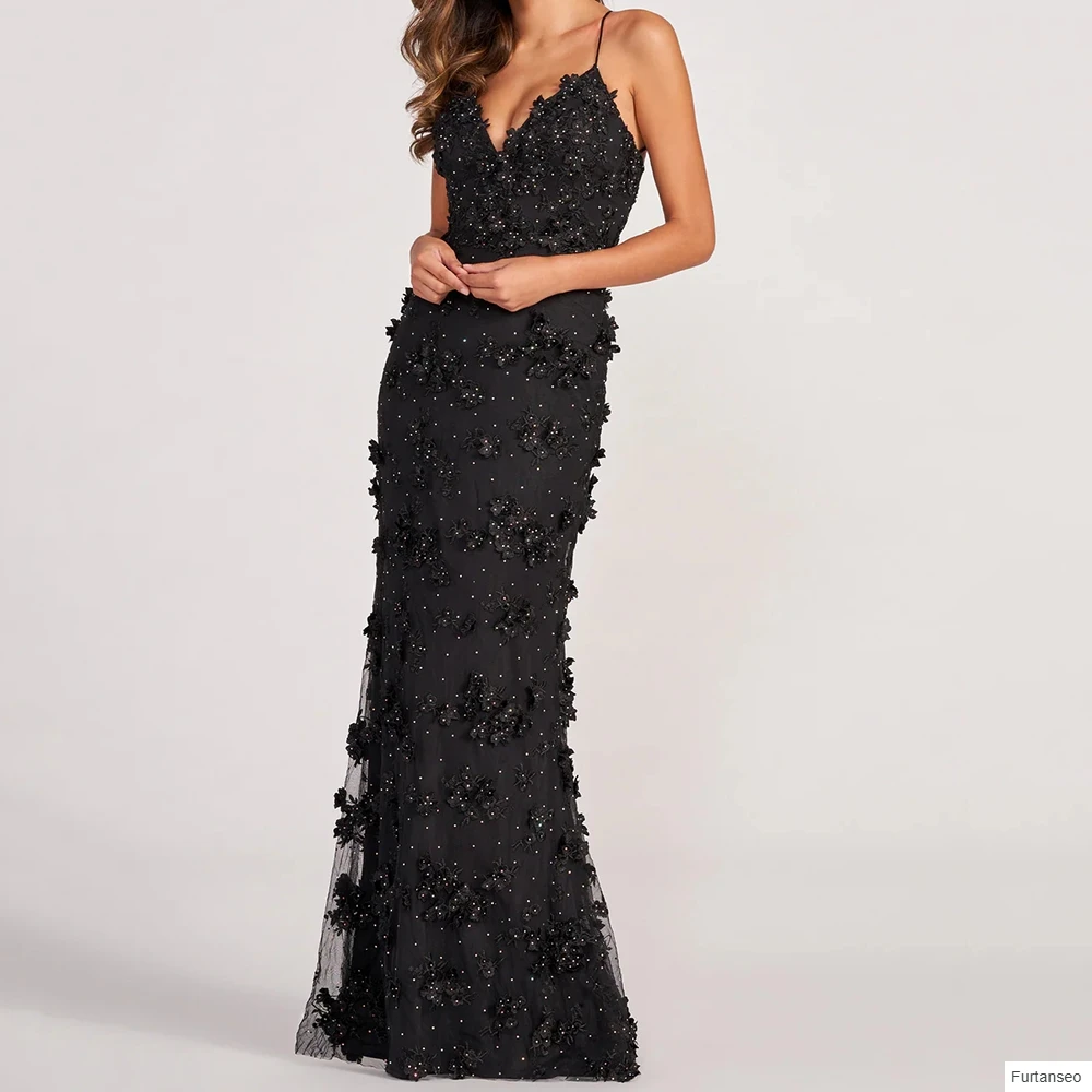 

A-line Women's Evening Dresses Floor-length Spaghetti Strap Sleeveless Prom Gown Fashion Flowers Crystal Draped Customized Gowns