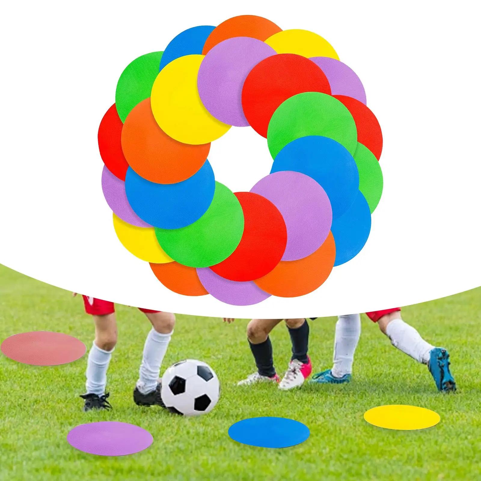 

30x Spot Markers for Agility Round Multiple Color Silent Practice Equipment 4" for Games Classroom Dance Activities Kids Sports