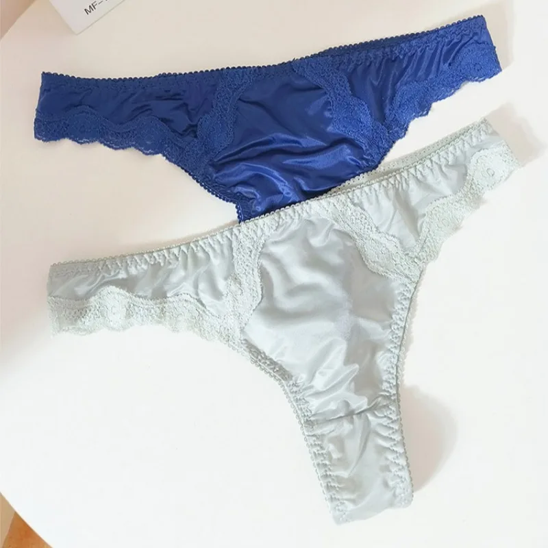 SP&CITY European Lace Sexy Thongs Embroidery Ice Silk Breathable Hollow Out Sexy Panties Women\'s Quick Dry Transparent Underwear