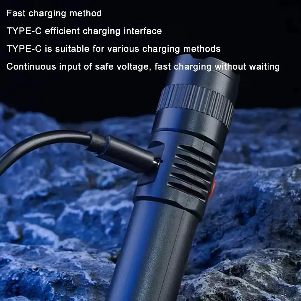 LED Flashlight Long Beam Throw Rechargeable Torch Camping Waterproof High Lumen Powerful Handheld Tactical For Emergency