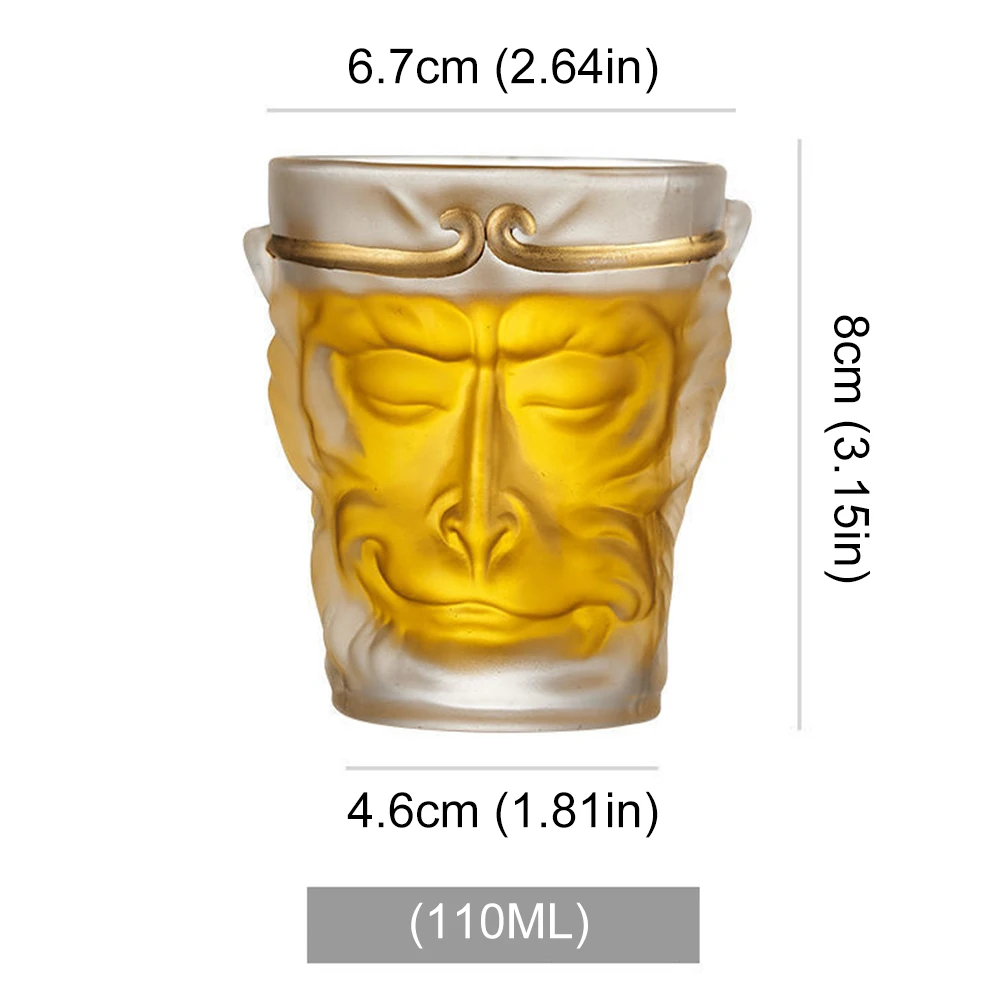 Sun Wukong Shaped Design Mug 110ml Monkey King Frosted Clear Glass Cup Lead-free Whiskey Glass Cup Home Cocktail Bar Beer Cup