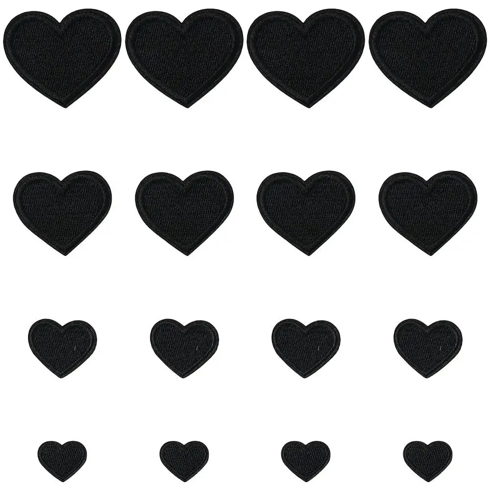 

40 PCS Heart Shape heart patches Red Black embroidered sew on patches heart Mini Heart 4 Sizes applique decoration Jeans