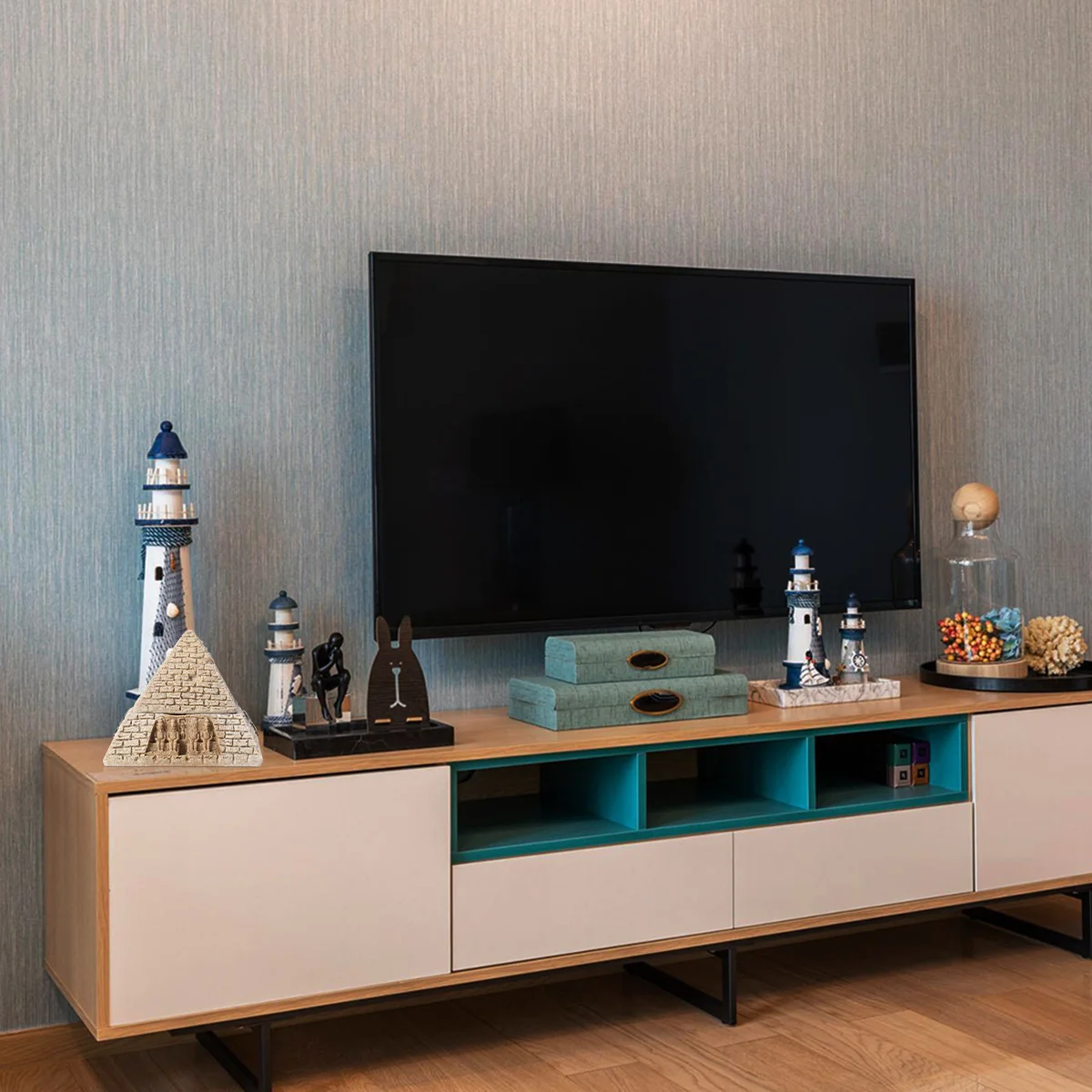 

1Pcs Pyramid Ornament Resin Sandstone Design Jewelry Storage Box Desktop Decor Home Ornament Resin Pyramid Jewelry Storage Box