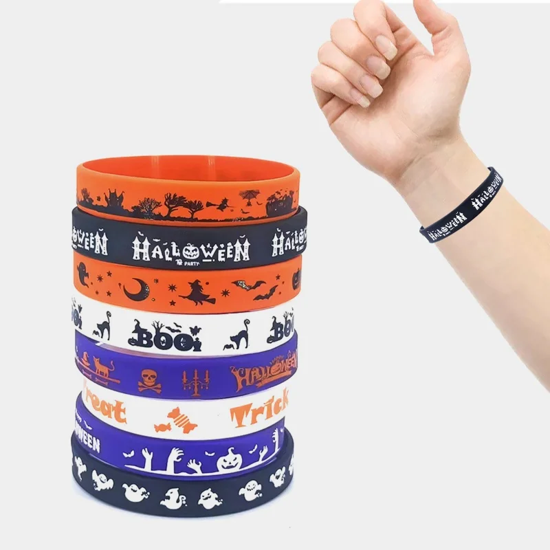 8 шт./набор, силиконовые браслеты для Хэллоуина