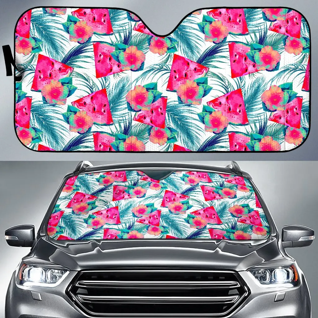 Watermelon Teal Hawaiian Pattern Print Car Sun Shade