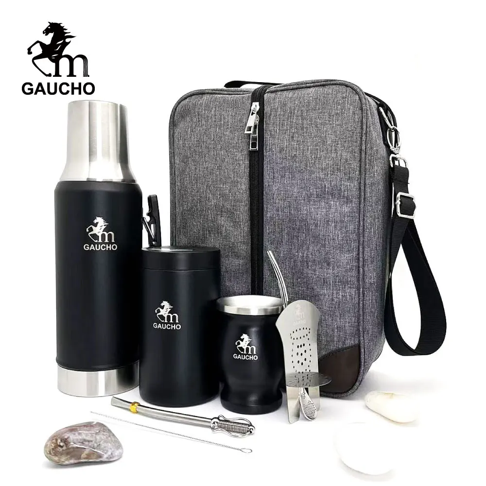 1 Set/Lot Gaucho Yerba Mate Travel Kits Include Stainless Thermos & Gourds Cup & Bombilla Straw & Tea Can & Filter Separator