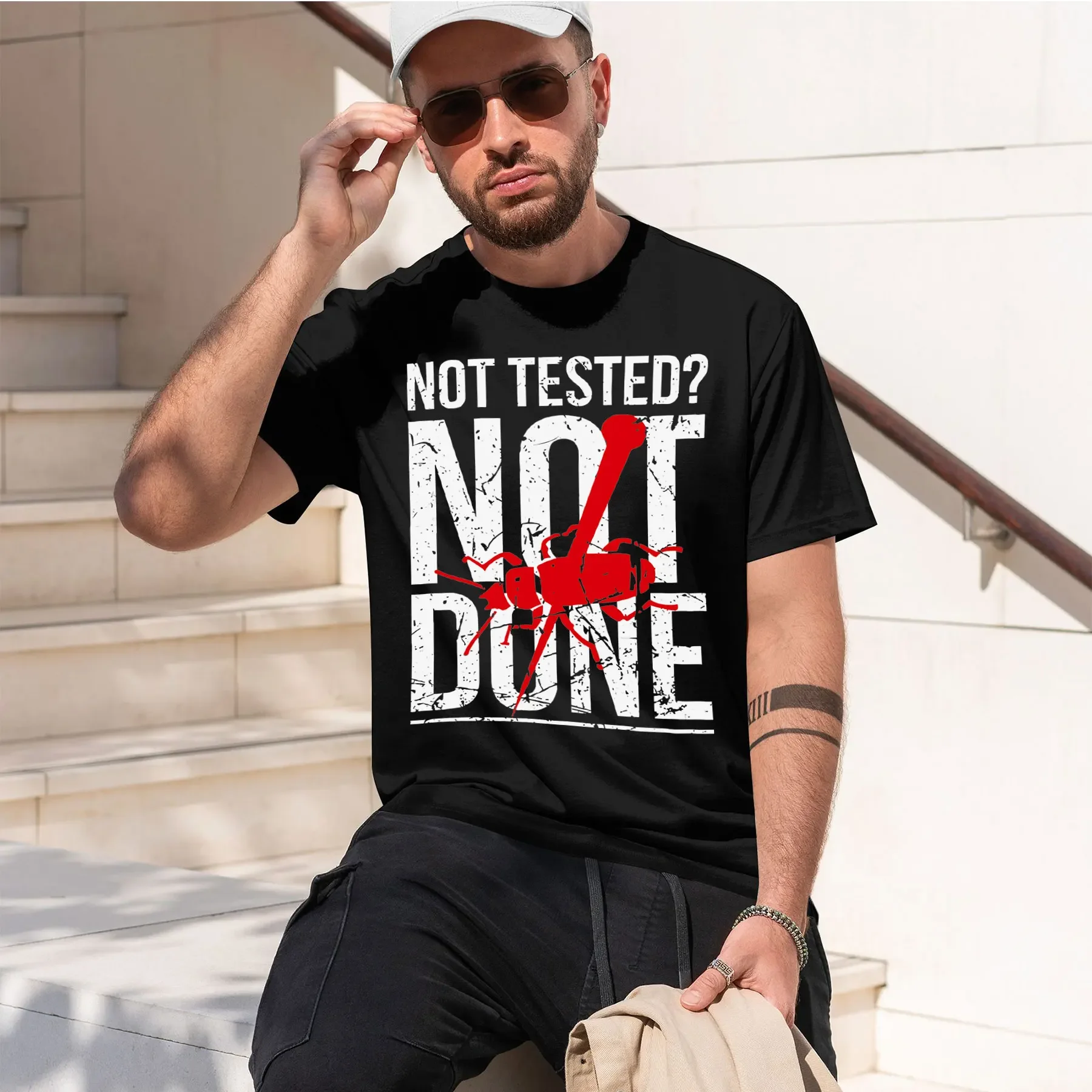 NOT TESTED NOT DONE 2026 new fashion heavyweight hot selling retro printed pattern fun round neck T-shirt for daily comfort
