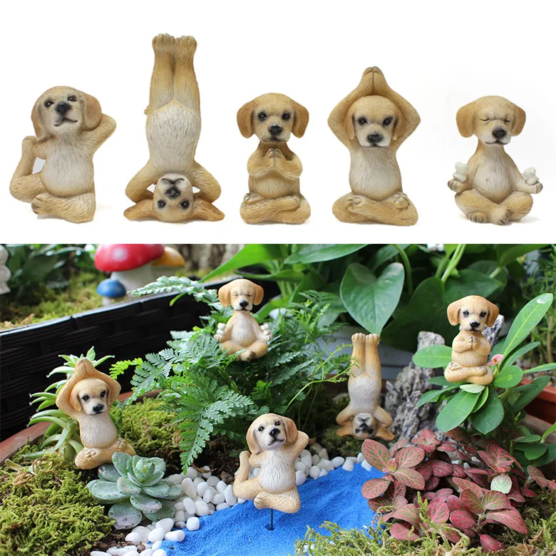 

New Yoga Dog Resin Set - Perfect Garden Tree Hanger and Flower Decoration Garden Decoration