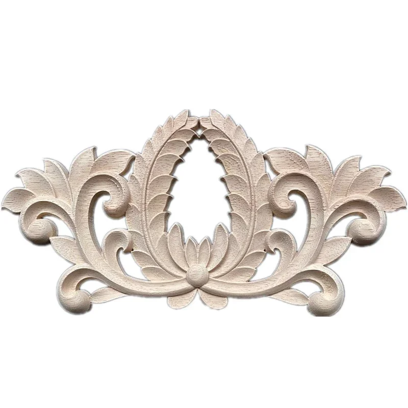 30cm  Wooden Carved Appliques Onlay Carvings Decal for Headboard Door Bed Wall Cabinet Bathroom Furniture Decor Crafts