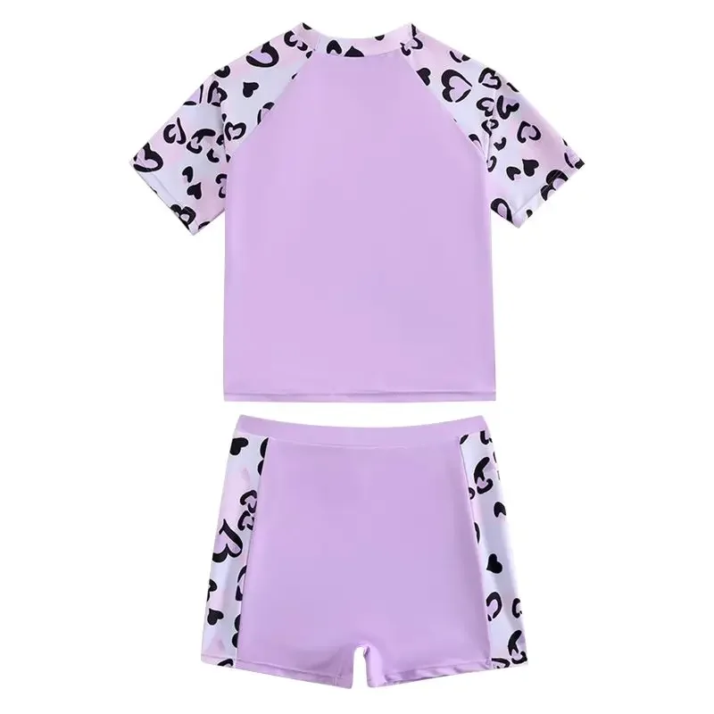 

Детские костюмы-двойки, детский купальник для девочек, топ с разрезом и короткими рукавами, шорты, детский быстросохнущий комплект купальников с буквенным принтом