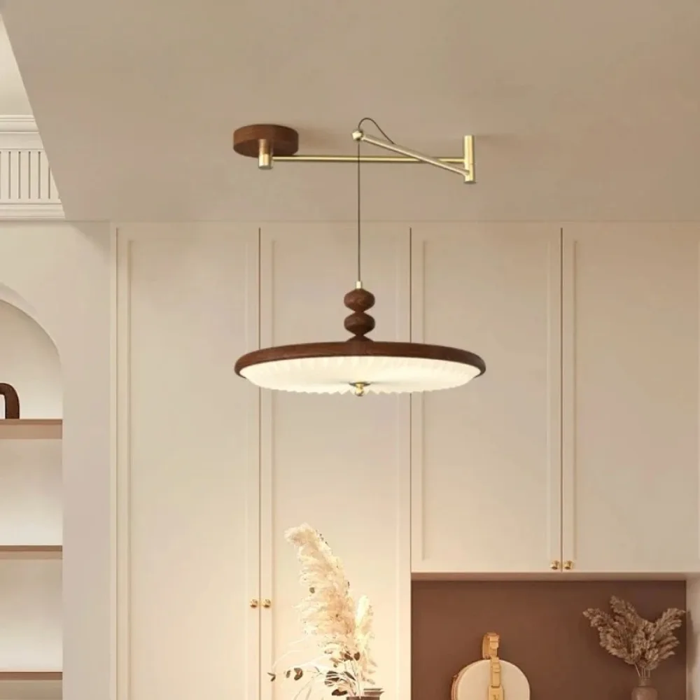 Medieval Wabi Sabi Pendant Lights Walnut Hanging Lamp for Living Dining Room Bedroom Minimalist Home