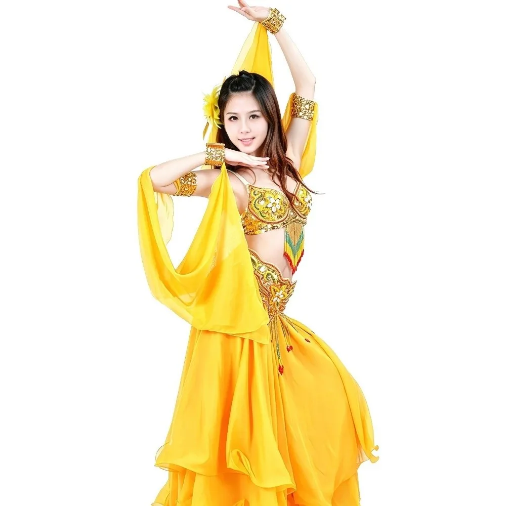 Double Cuff Belly Dance Cuffs Rhinestone Embellished 1PC Design Wrist Cuffs Accessories Flowy Chiffon Drape White Color