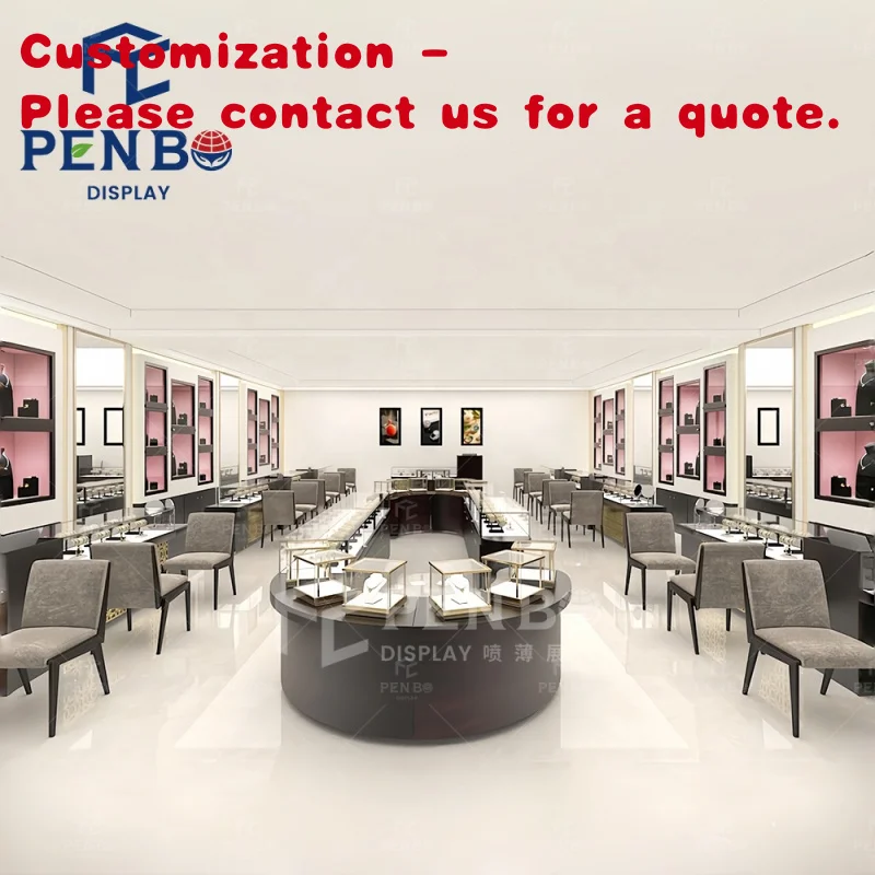 custom.Commercial High End Luxury Diamonds Shop Counter Design Jewelry Cabinet Store Furniture Shop Showcase 3D Interior Drawing