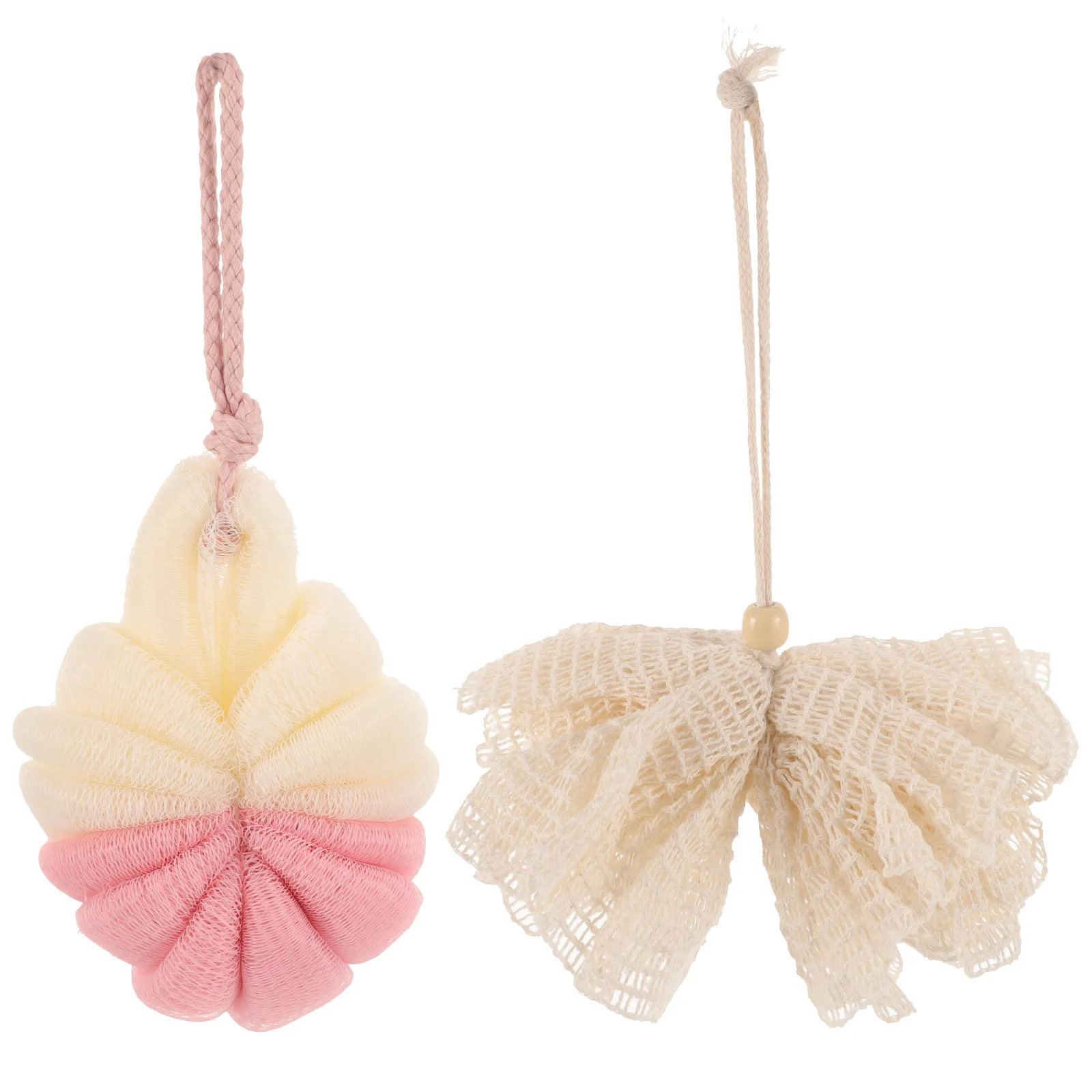 

Набор из 2 шт. мочалок из рами для душа: долговечные отшелушивающие губки для тела с обильной пеной для ног, рук, груди, портативные для использования в ванной