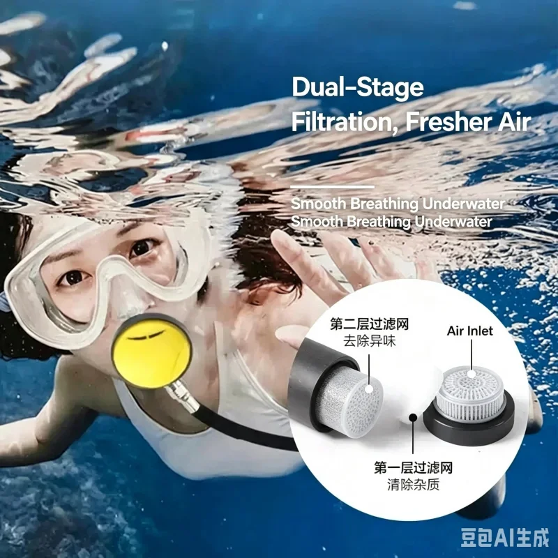 Portable Underwater Diving Breathing Apparatus Full Set,  Mini Scuba Air Long Time Air Supply System For Shallow Sea