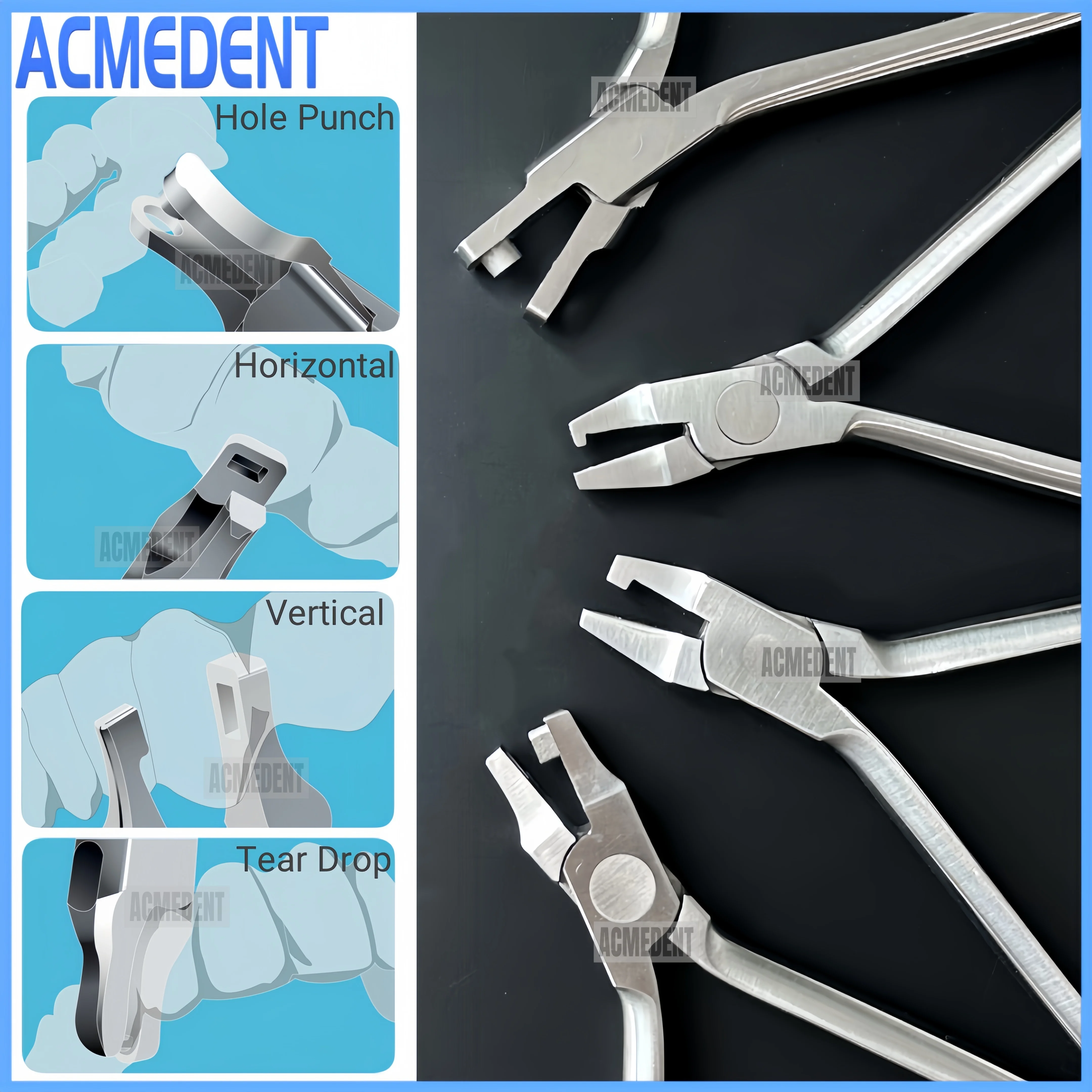 

Dental Orthodontic Clear Aligner Braces Plier Invisible Plier Thermal Forming Hole Punch/Tear Drop/Horizontal/Vertical Plier
