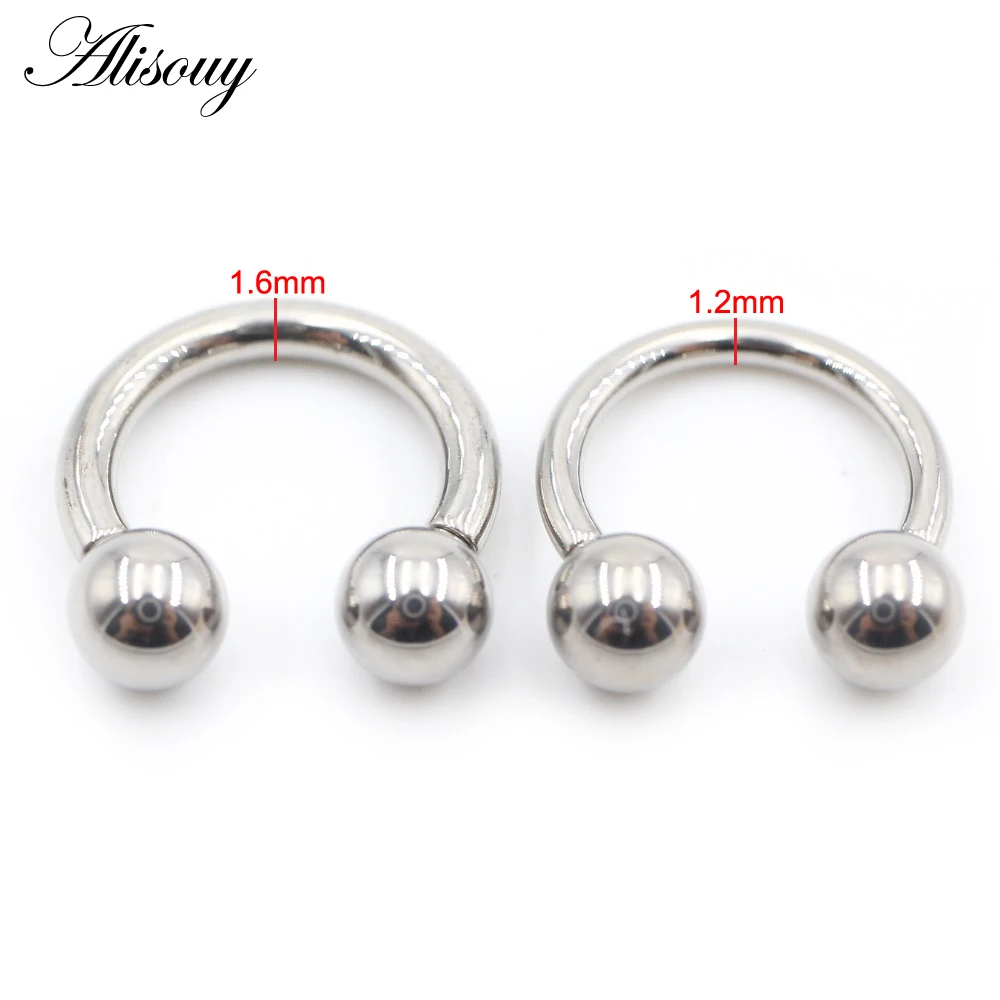 Alisouy 1PC Titanium Ball Internally Threaded Horseshoe Nose Ring Tragus Septum Helix Cartilage Earring Body Piercing Jewelry