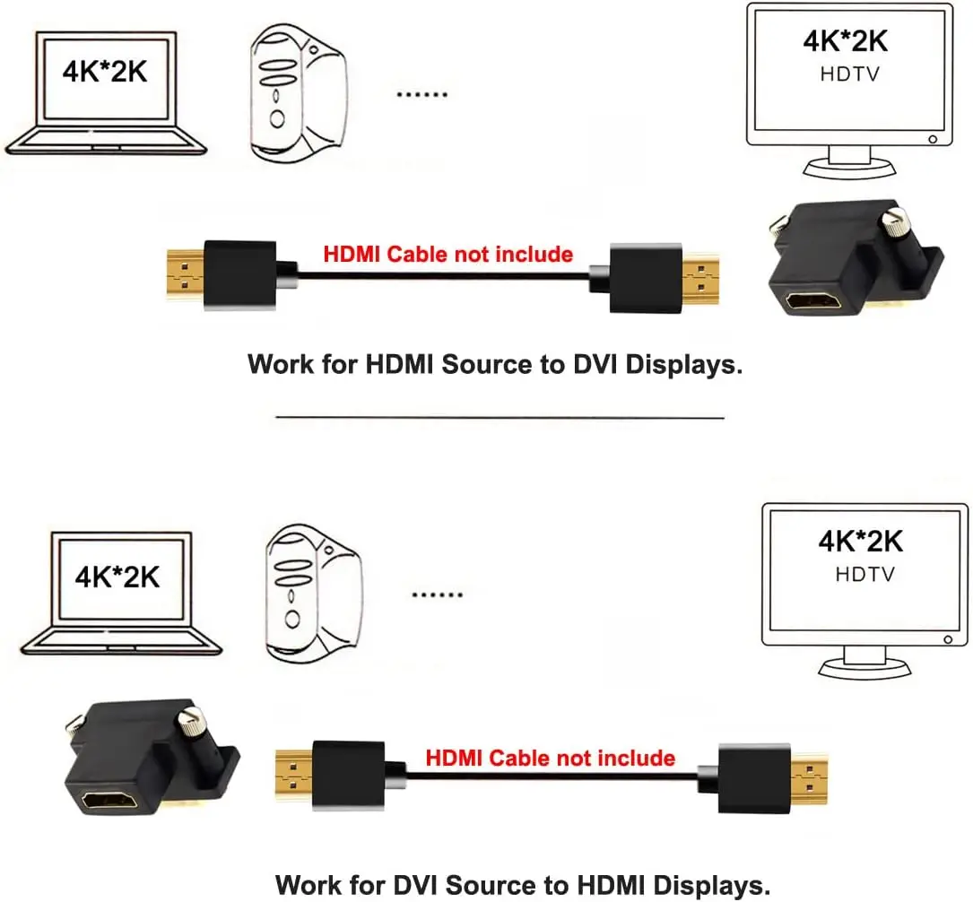 90 Degree Angle DVI Male To HDMI-Compatible Female Adapter, Used For Computer, HDTV. TV Industrial Machine And Graphics Card
