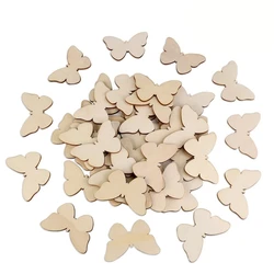 50pcs Butterfly Wooden Mini Crafts Wood Slices Ornaments For Birthday Wedding Party Table Decoration Kids DIY Painting Crafts