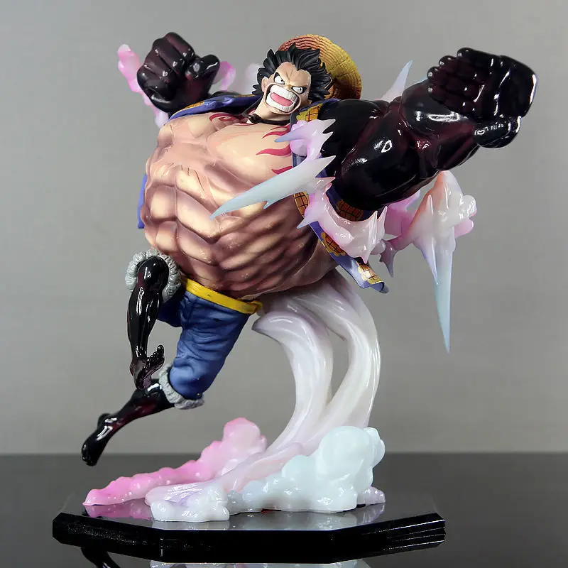 Anime One Piece Monkey D Luffy Gk Gear 4 Action Figure Bouncing Man Fighting Form Figurines Collection Model Dolls Kids Toy 14cm